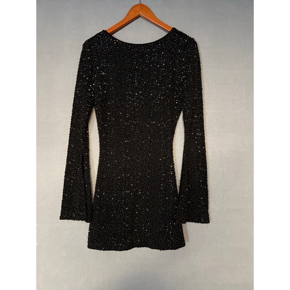 green emerald velvet dress Elena Long-Sleeve Pattern Sequin Gown